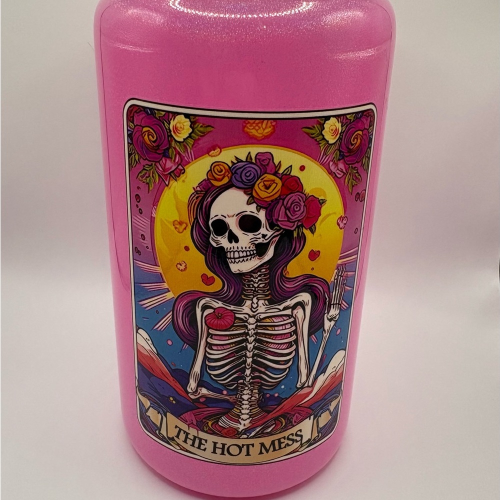 9E - pink sparkle hot mess tumbler